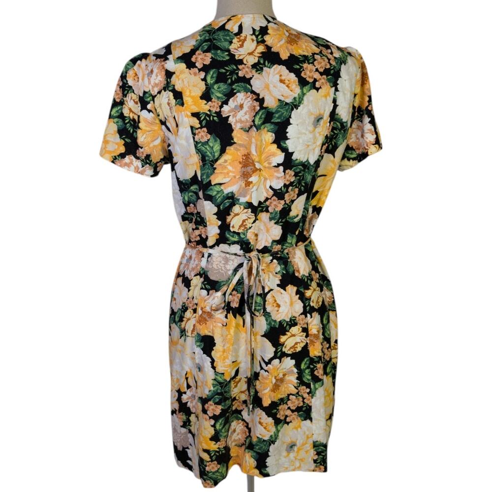 Miss Selfridge Floral Button Front Mini Dress Black Yellow Cottagecore Size 6 - Picture 3 of 16